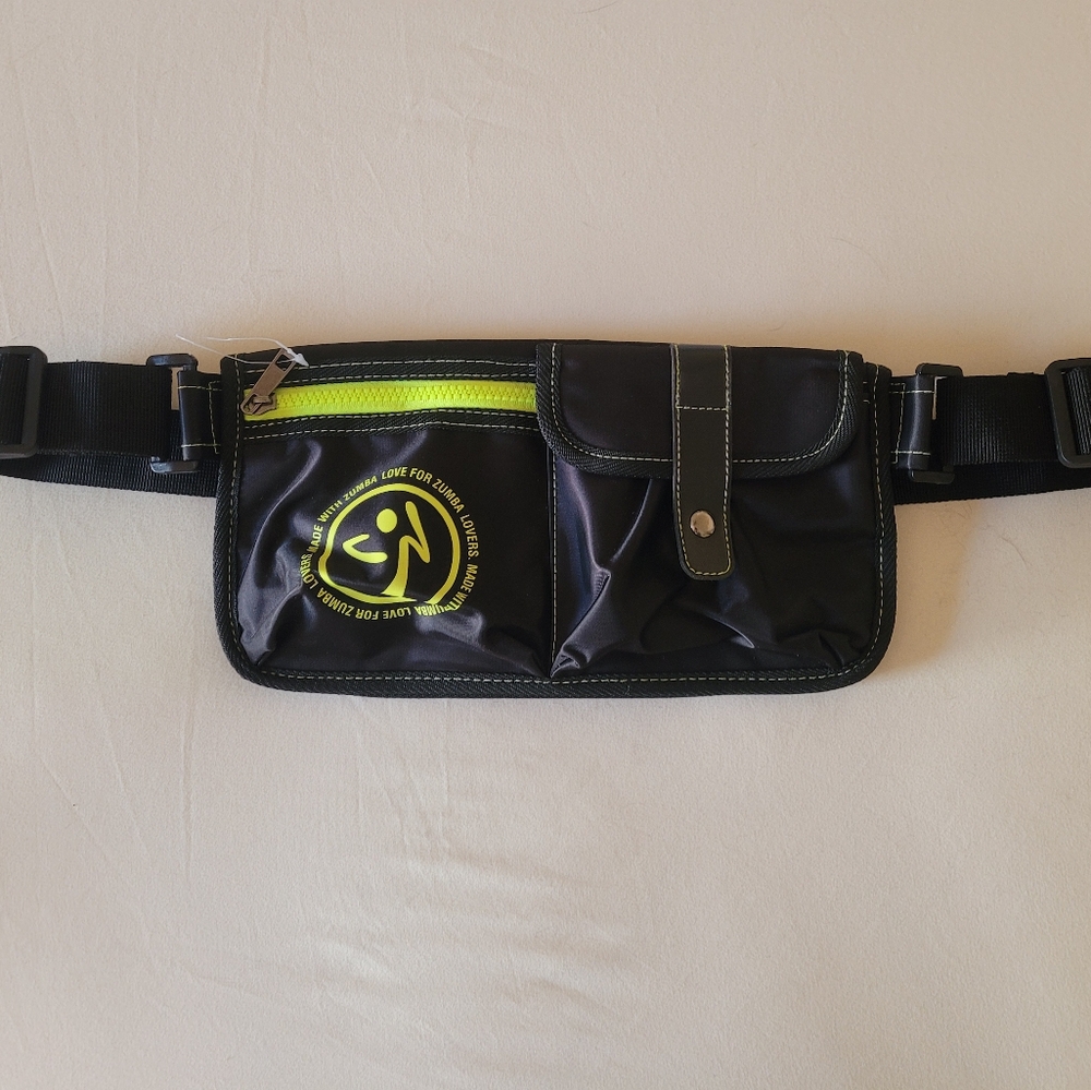 Zumba Fitness Black Belt Bag with Neon Yellow Accent